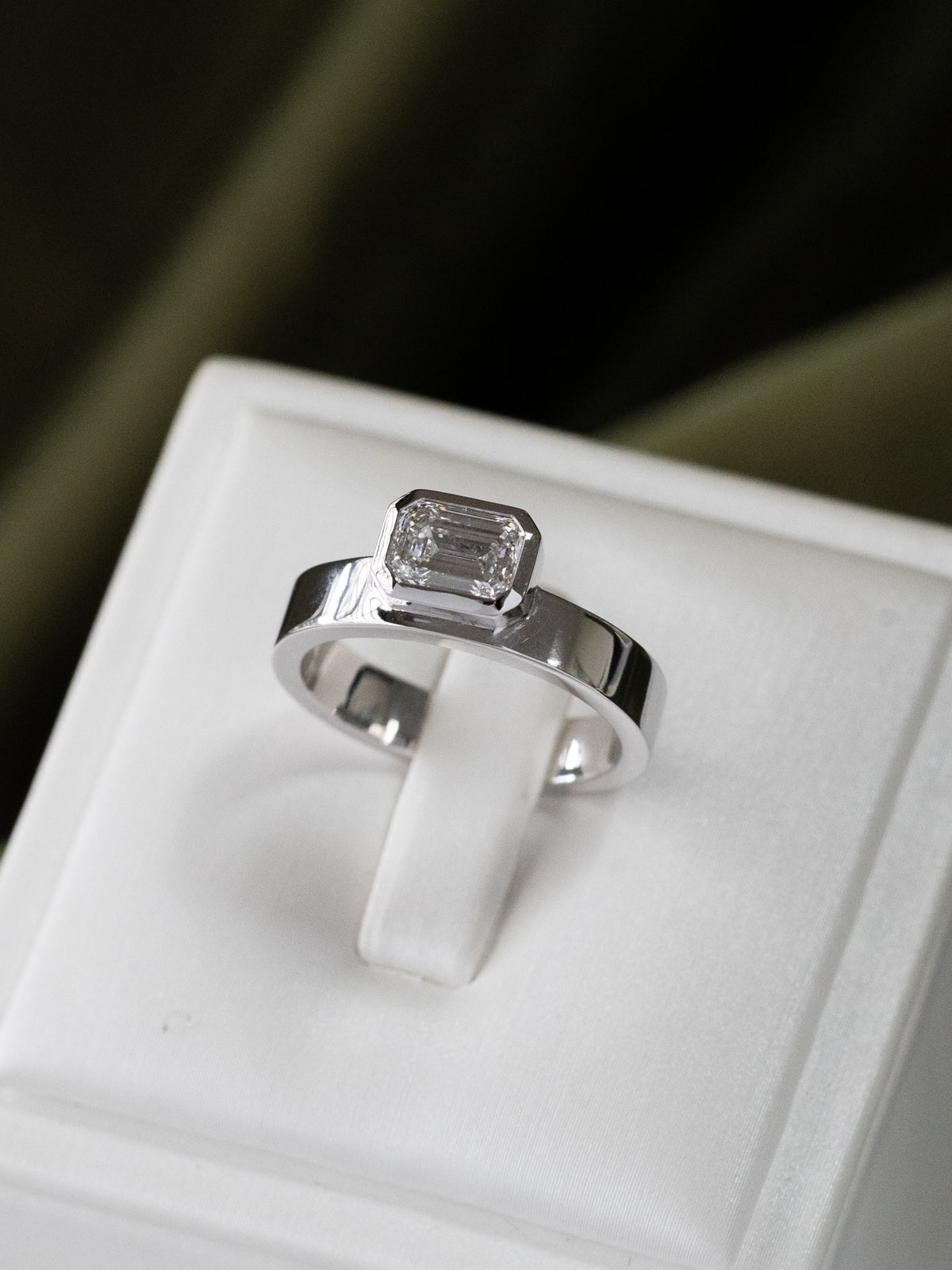 Emerald Cut Bezel Set in Platinum