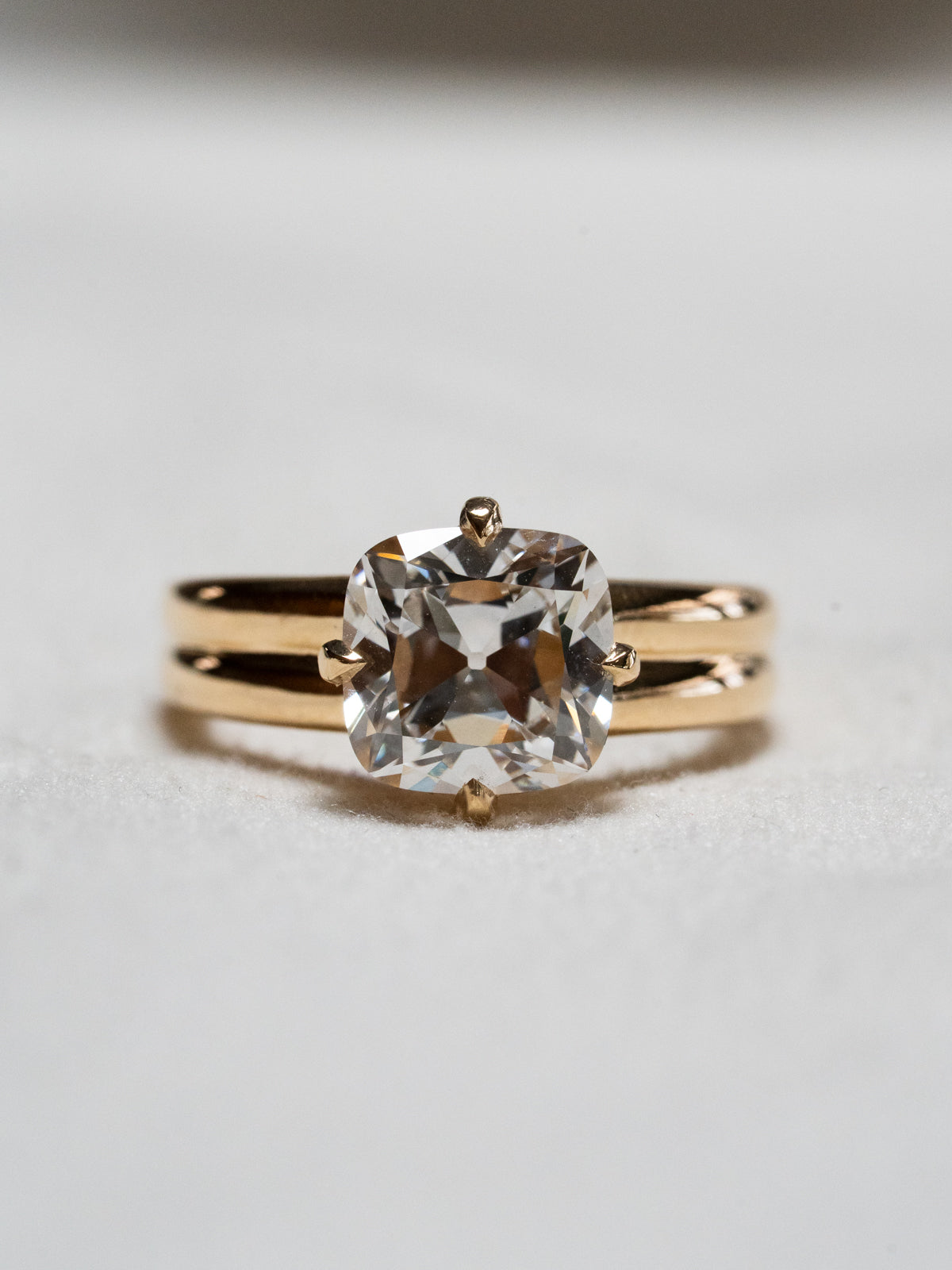 Old Mine Cut Diamond with Chunky Ribbed Band
