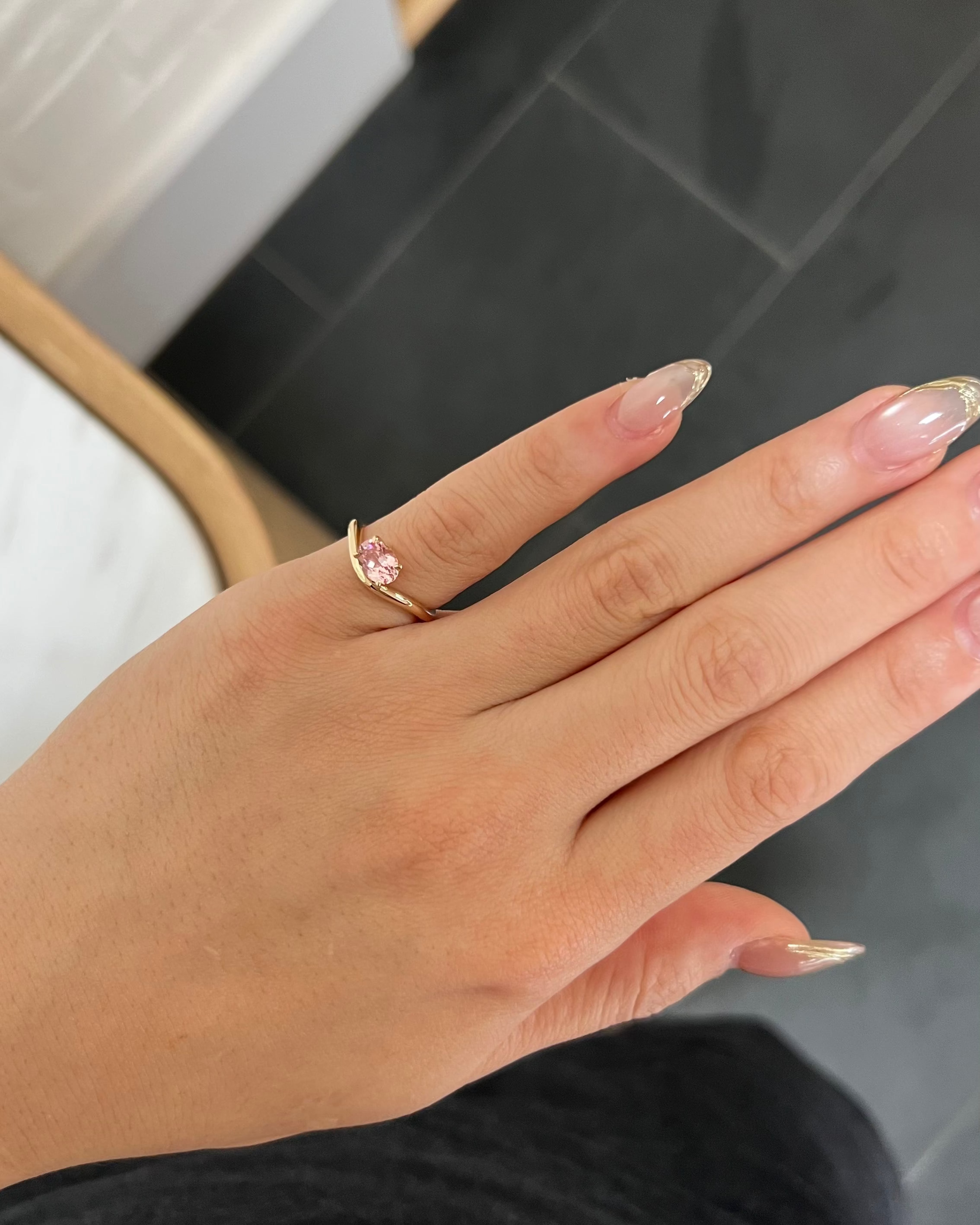 Floating Oval Gold Ring