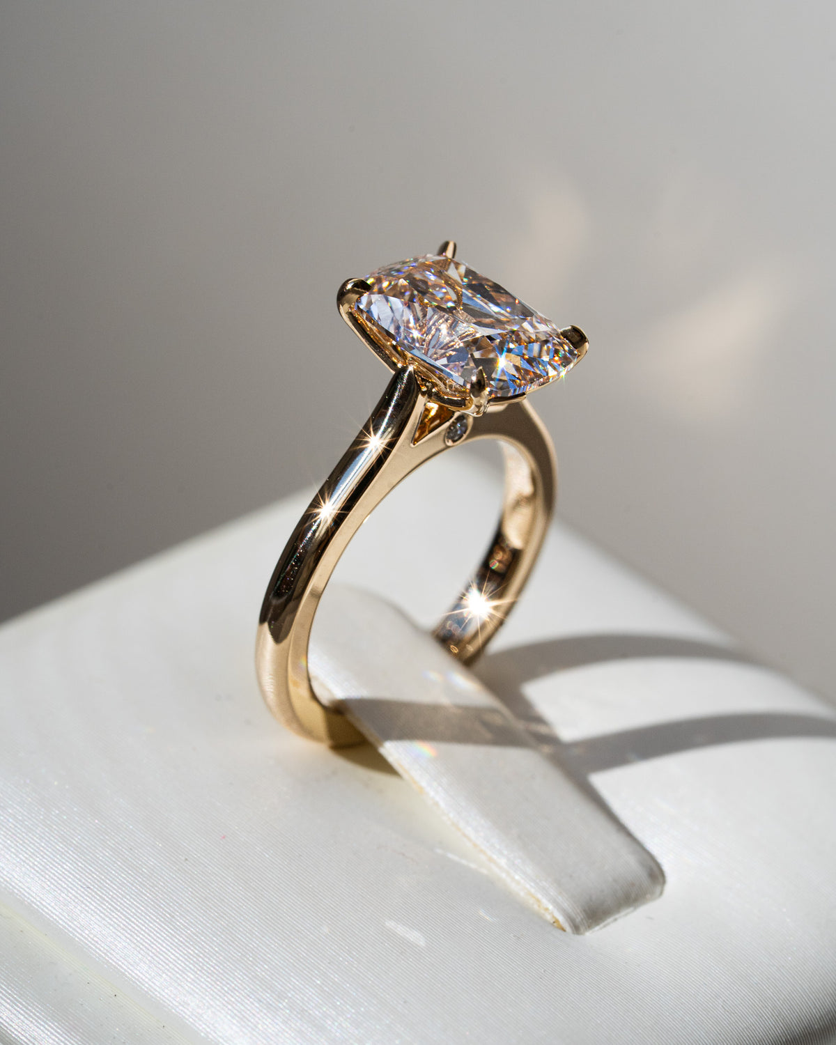 Champagne Old mine cut Diamond Solitaire