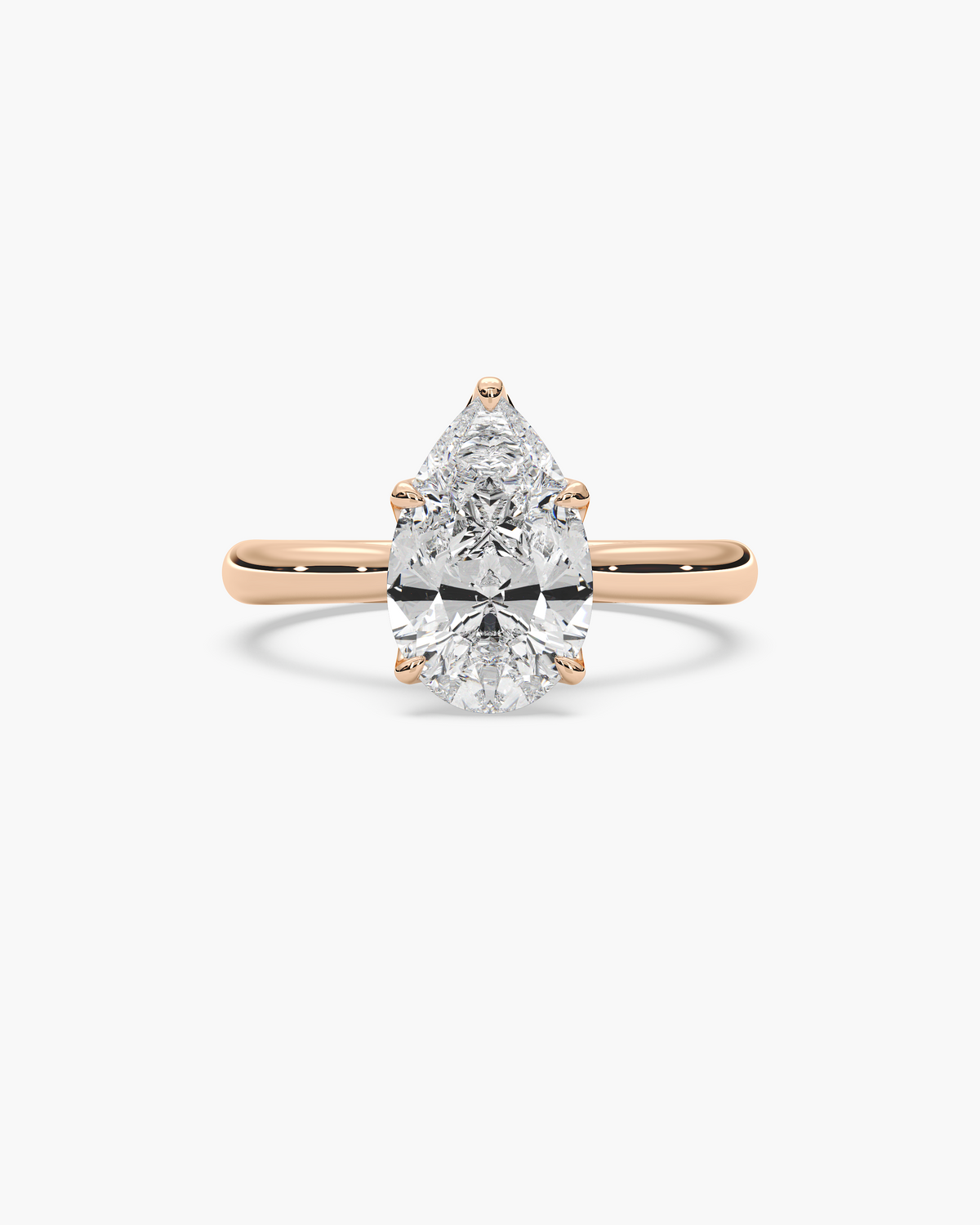 Lian Overlapping Floral pear solitaire engagement ring in 18k yellow gold, top view
