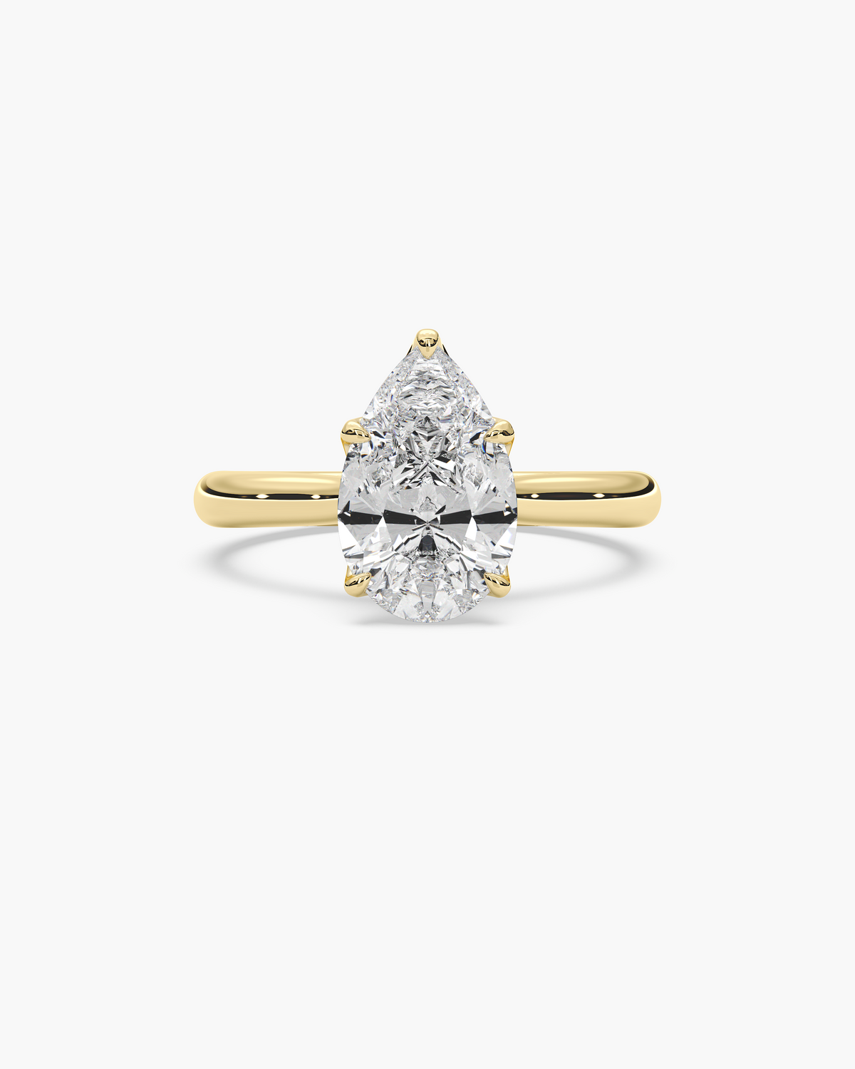 Lian Overlapping Floral pear solitaire engagement ring in 18k rose gold, top view