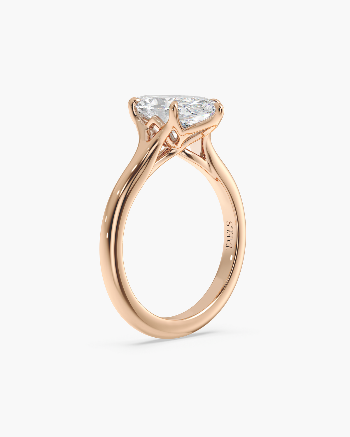 Mei Trellis marquise solitaire engagement ring in 18k rose gold, front angle