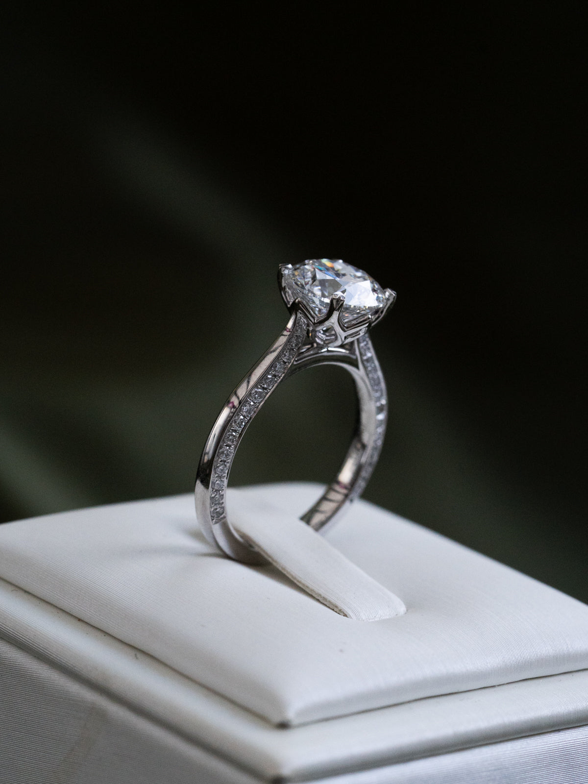 Round Diamond with Hidden Diamonds and Heart Prong Detailing