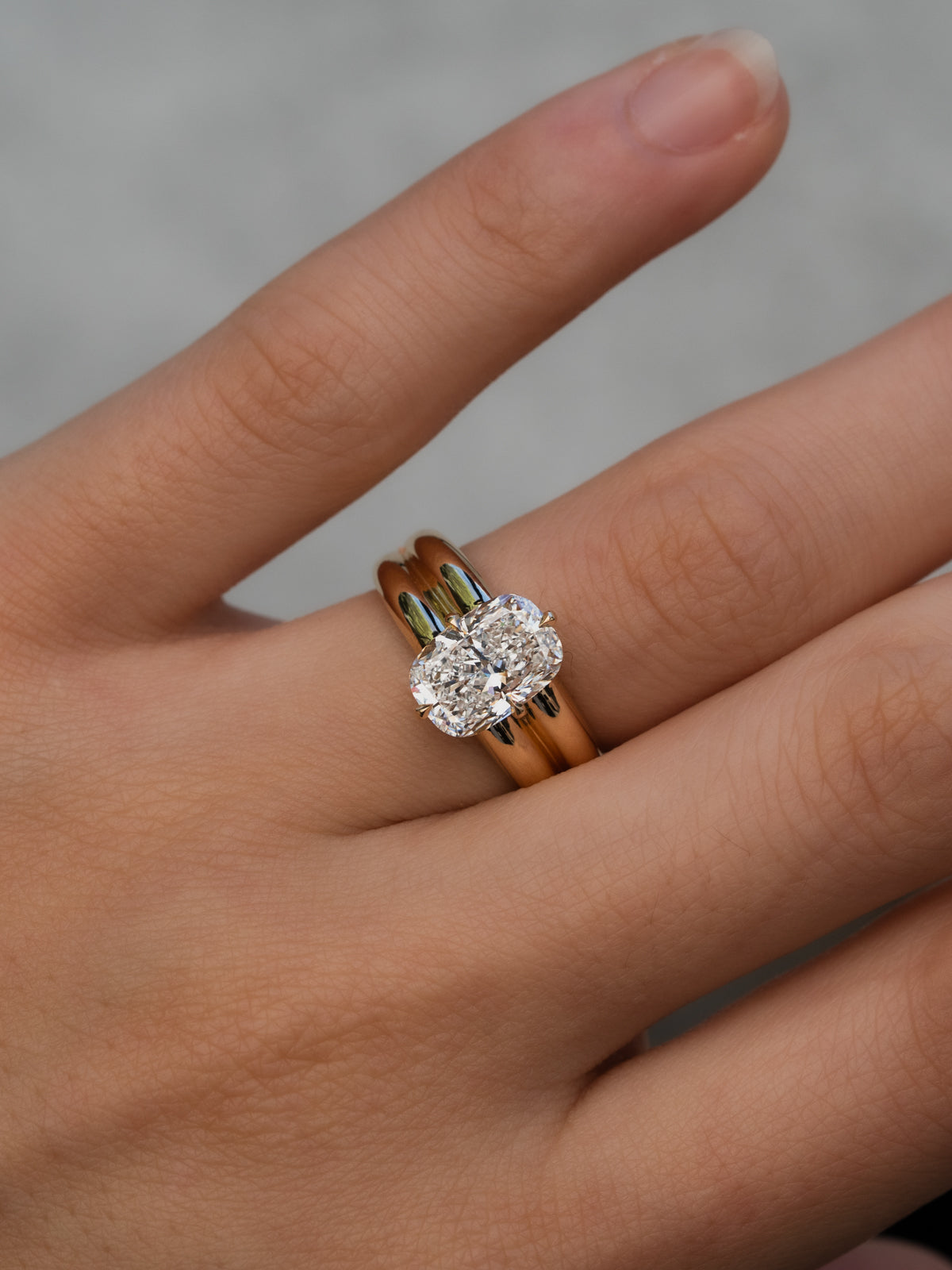 Elongated Cushion Cut with Chunky Ribbed Band