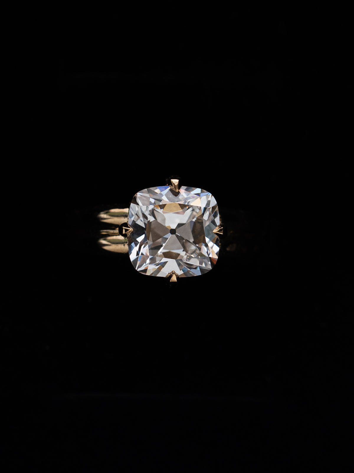 Old Mine Cut Diamond with Chunky Ribbed Band