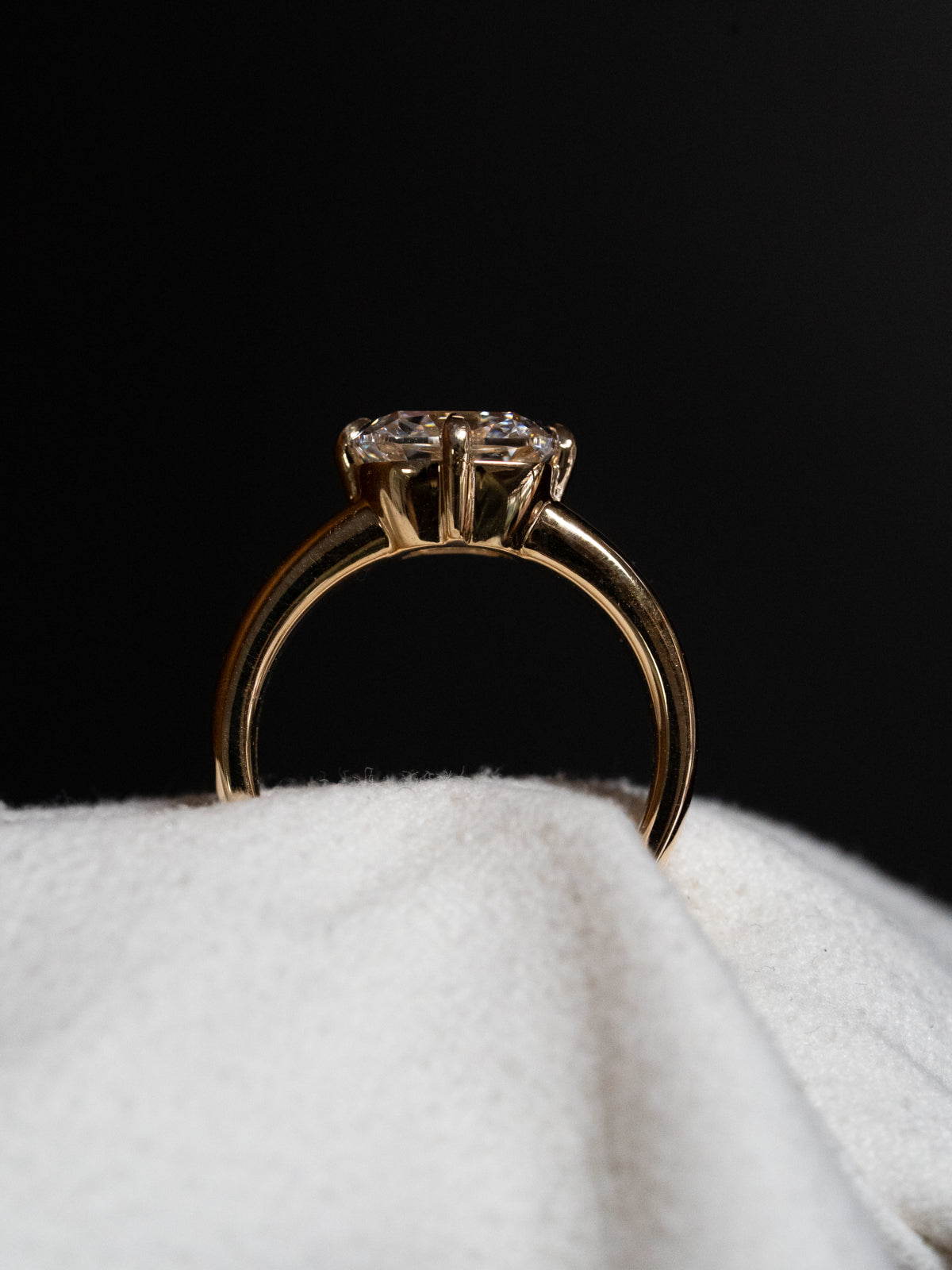 Old Mine Cut Diamond with Chunky Ribbed Band
