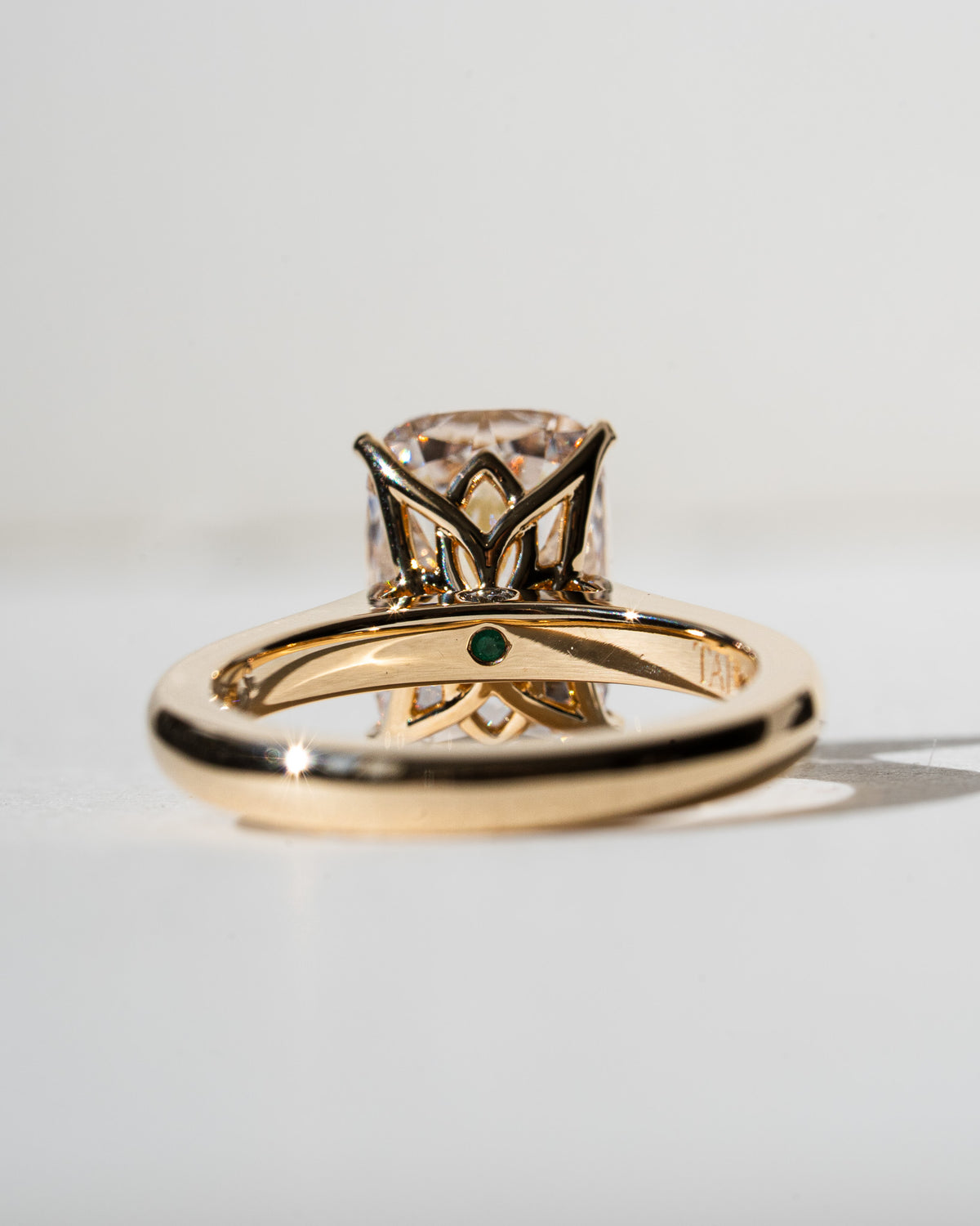 Champagne Old mine cut Diamond Solitaire